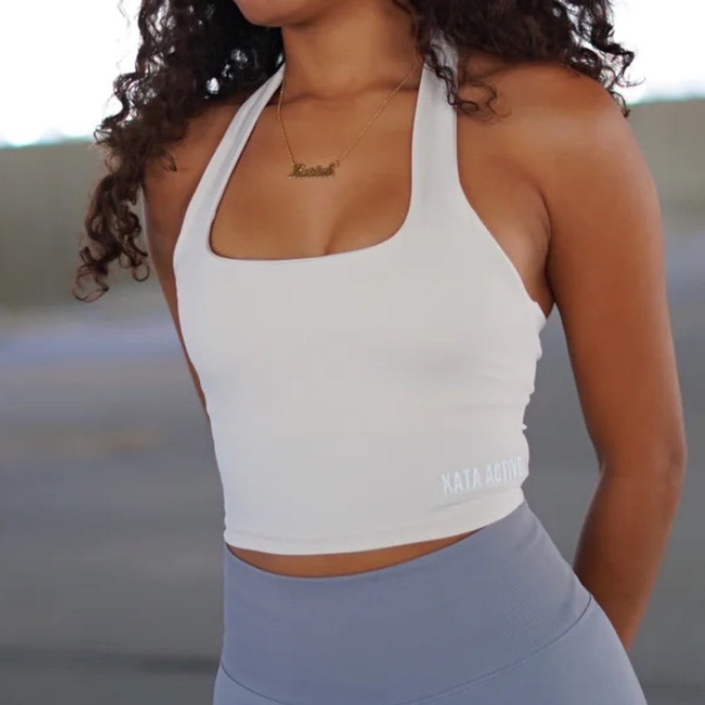 Kata Active Halter Ivory Crop Top